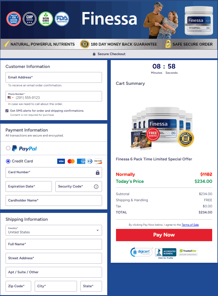 Finessa Checkout Page